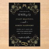 Zwart en Goud Acryl Uitnodiging Sjabloon Acryl Uitnodigingen (Voorkant)