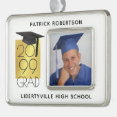 Zwart en goud AFSTUDEERDER | Afstuderen Photo Keep Verzilverd Kader Ornament (Links)