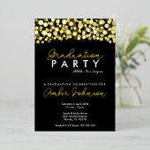 Zwart en goud Afstuderen Elegant Class Celebrate Folie Uitnodiging (Staand Voorkant)