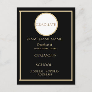 ZWART EN GOUD AFSTUDEREN INSERT 4.25 X 5.6 BRIEFKAART