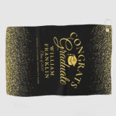 Zwart en goud Afstuderen modern Afstuderen Golfhanddoek (Horizontaal)