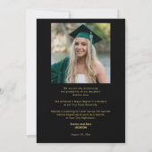Zwart en goud afstuderen script foto afstuderen aankondiging (Achterkant)