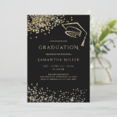 Zwart en Goud Afstuderen Sjabloon Kaart (Staand voorkant)