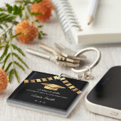 Zwart en Goud Afstuderen Souvenir Sleutelhanger (Voorkant Rechts)