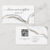 Zwart en Goud Agaat Marmer QR Code Visitekaartje (Voorkant / Achterkant)