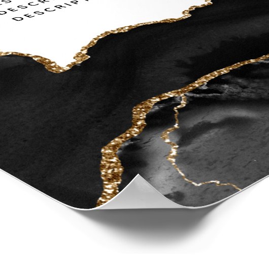 Zwart en goud agaat marmeren serviceprijs poster (Hoek)