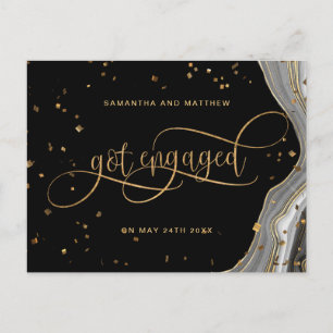Zwart en Goud Agaat, Verliefd, Verloving Aankondigingskaart