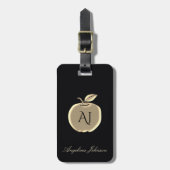 Zwart en Goud Apple Glam Monogram Retouradres Bagagelabel (Voorkant verticaal)