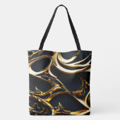 Zwart en Goud Arabesque Canvas tas (Achterkant)