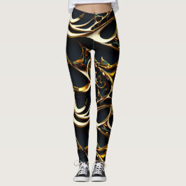 Zwart en Goud Arabesque Leggings