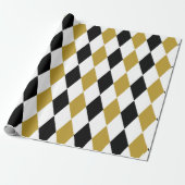 Zwart en goud Argyle Cadeaupapier (Uitgerold)