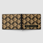 Zwart en Goud Art Deco Bloemen Gatsby Bruiloft Gastenboek (Volledig)