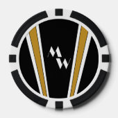 Zwart en goud Art Deco Design Monogrammed Poker Chips (Voorkant)