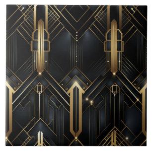 Zwart en Goud Art Deco, Geometrisch plezier Tegeltje