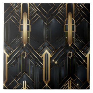 Zwart en Goud Art Deco, Geometrisch plezier Tegeltje