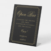 Zwart en goud Art Deco Open Bar Reclamebord Met Voetstuk (Voorkant)