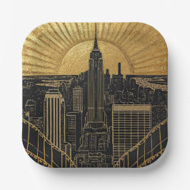 Zwart en goud Art Deco papieren borden Bordje