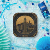 Zwart en Goud Art Deco Papieren Bordje (Feest)