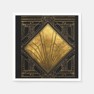 Zwart en goud Art Deco papieren servetten