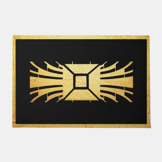 Zwart en Goud Art Deco Stijl Tapijt/Deur Mat. Deurmat (Voorkant)
