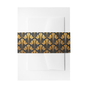 zwart en goud Art Deco waaierpatroon Uitnodigingen Wikkel