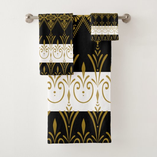Zwart en goud bad handdoek (Insitu)