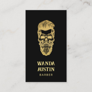 Zwart en goud Barber Skull Barbershop Visitekaartje