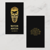 Zwart en goud Barber Skull Barbershop Visitekaartje (Voorkant / Achterkant)