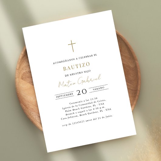 Zwart en goud Bautizo de Género Neutro Kaart