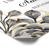 Zwart en Goud Bloemen Marmer Liefdevolle Geheugen Poster (Hoek)