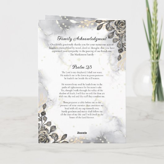 Zwart en Goud Bloemen Marmer Liefdevolle Geheugen  Programma (Achterkant)