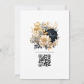 Zwart en Goud Bloemen Winter Bruiloft Kaart (Achterkant)