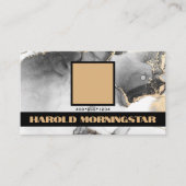 Zwart en Goud BOLD Vierkante Logo en QR Code Visitekaartje (Voorkant)