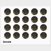 Zwart en goud bruiloft Elegant Gepersonaliseerd Ronde Sticker (Vel)