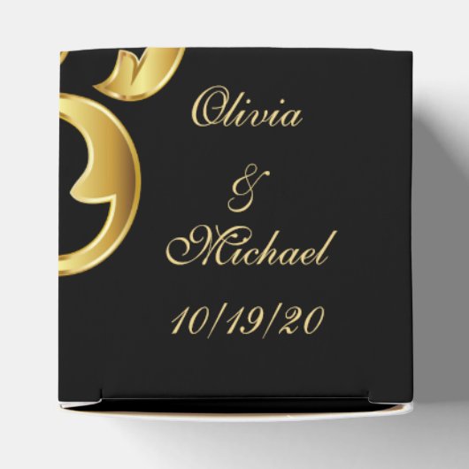 Zwart en Goud Bruiloft Favors Box Bedankdoosjes (Bovenkant)