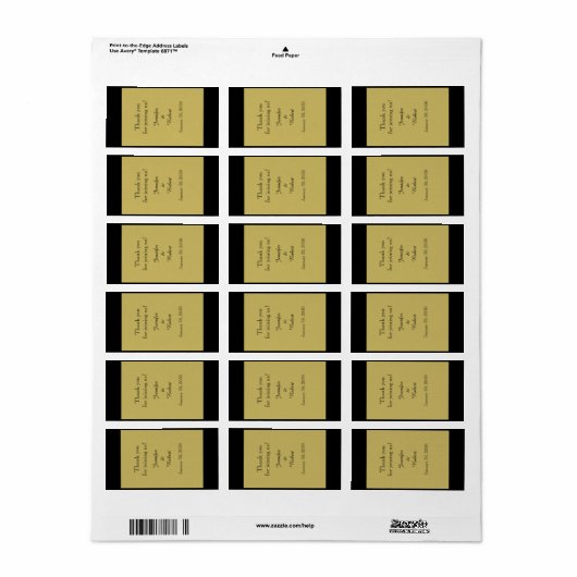 Zwart en Goud Bruiloft Lip Balm Label (Full Sheet)