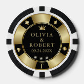 Zwart en goud bruiloft poker chips (Voorkant)