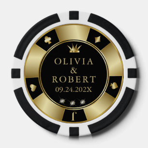 Zwart en goud bruiloft poker chips