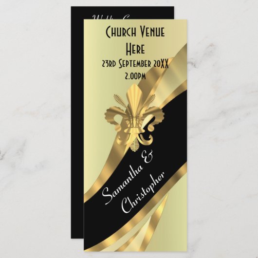 Zwart en goud bruiloft programma (Voorkant / Achterkant)