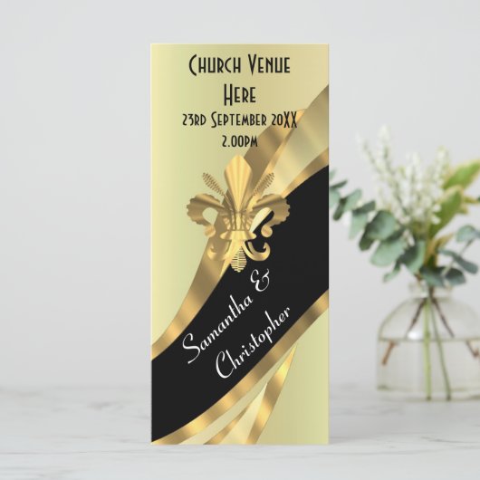 Zwart en goud bruiloft programma (Staand voorkant)