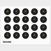 Zwart en goud-bruiloft-ringen- ronde sticker (Vel)
