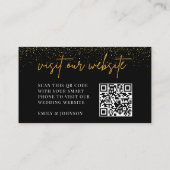 Zwart en Goud Bruiloft Website RSVP QR Code Informatiekaartje (Achterkant)