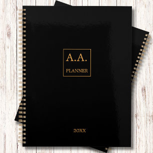 Zwart en Goud Business Logo Monogram Planner