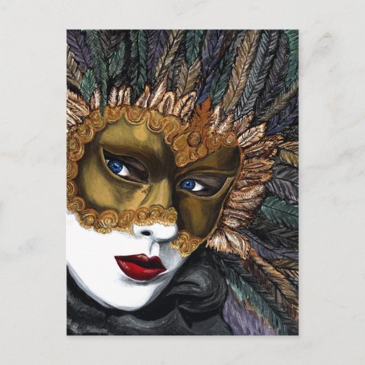 Zwart en Goud Carnaval Mask van PSOVART Briefkaart (Voorkant)