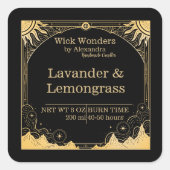 Zwart en Goud Celestial Candle Vierkante Sticker (Voorkant)
