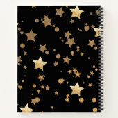 Zwart en Goud Celestial Stars en Polka Dots Notitieboek (Achterkant)