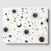 Zwart en Goud Celestial Zon Maan Sterren Bruiloft Gastenboek (Achterkant)