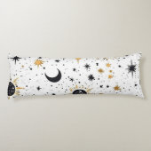 Zwart en Goud Celestial Zon Maan Sterren Lichaamskussen (Achterkant)