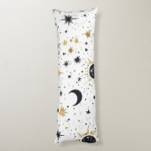 Zwart en Goud Celestial Zon Maan Sterren Lichaamskussen (Achterkant (Verticaal))
