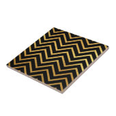 Zwart en Goud Chevron Pattern Tegel Tegeltje (Zijkant)